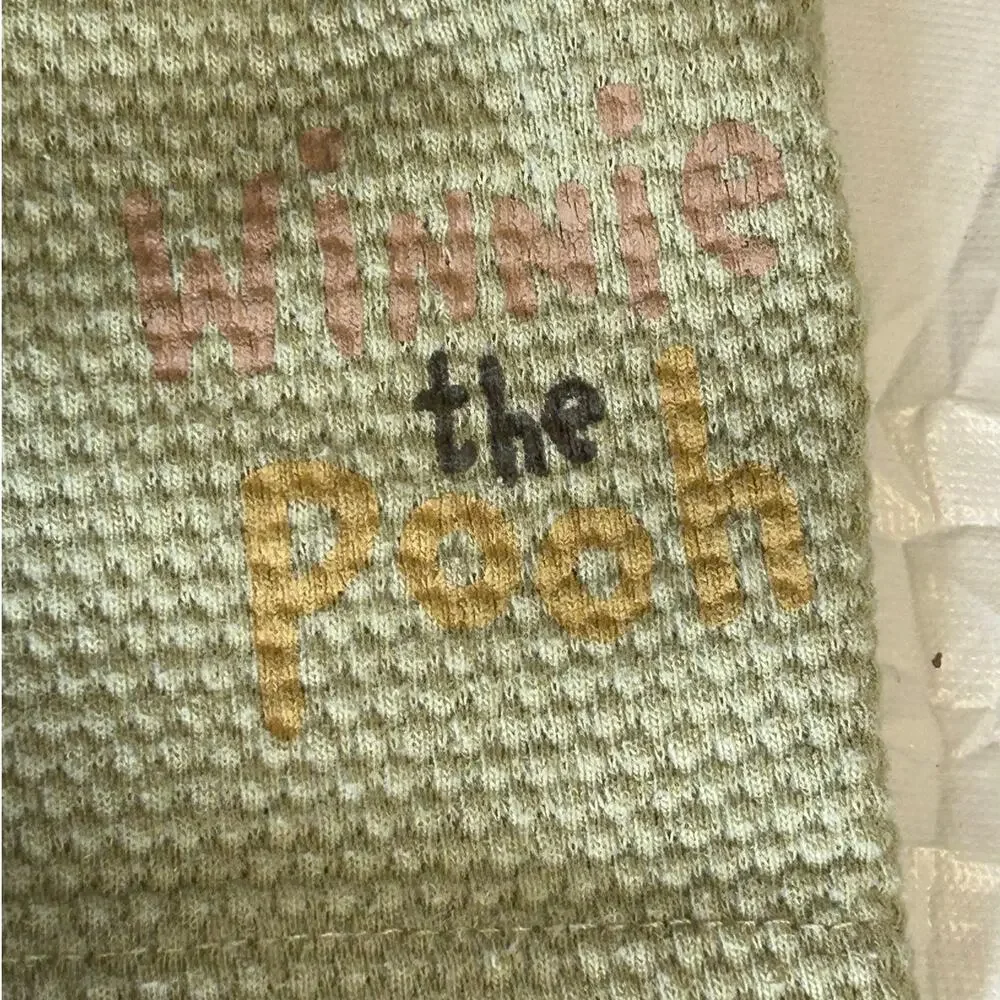 Disney Winnie the Pooh sage green waffle knit set Enjoy the Little Things